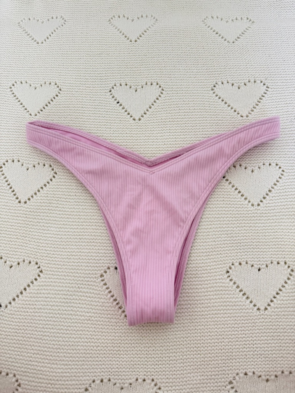 Hollister Ribbed Cheekiest Bikini Bottom Light Pink Small